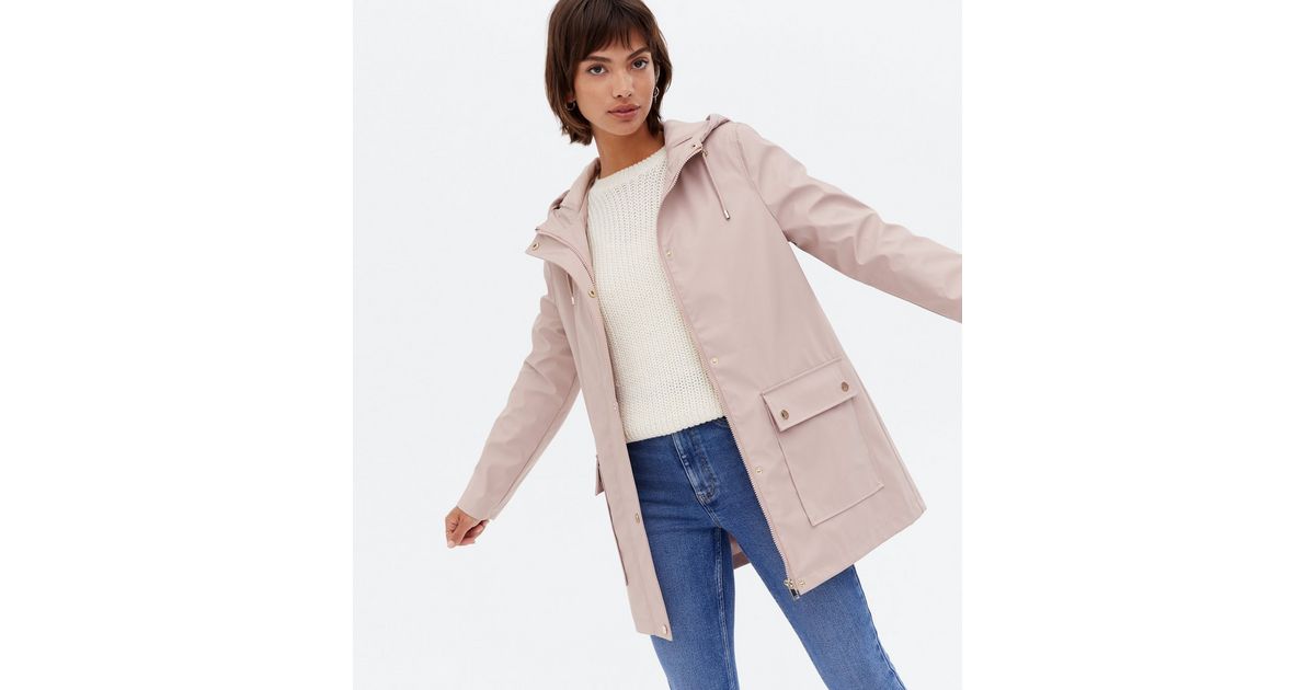 Pale Pink Hooded Long Anorak | New Look