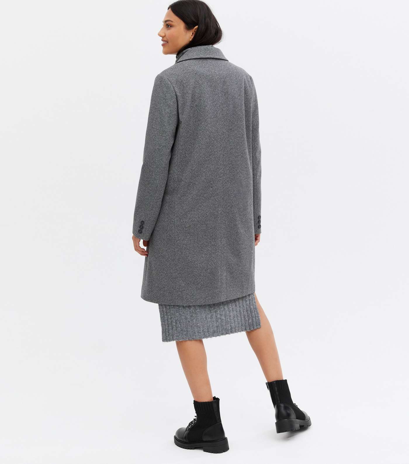 Grey Long Formal Coat Image 4