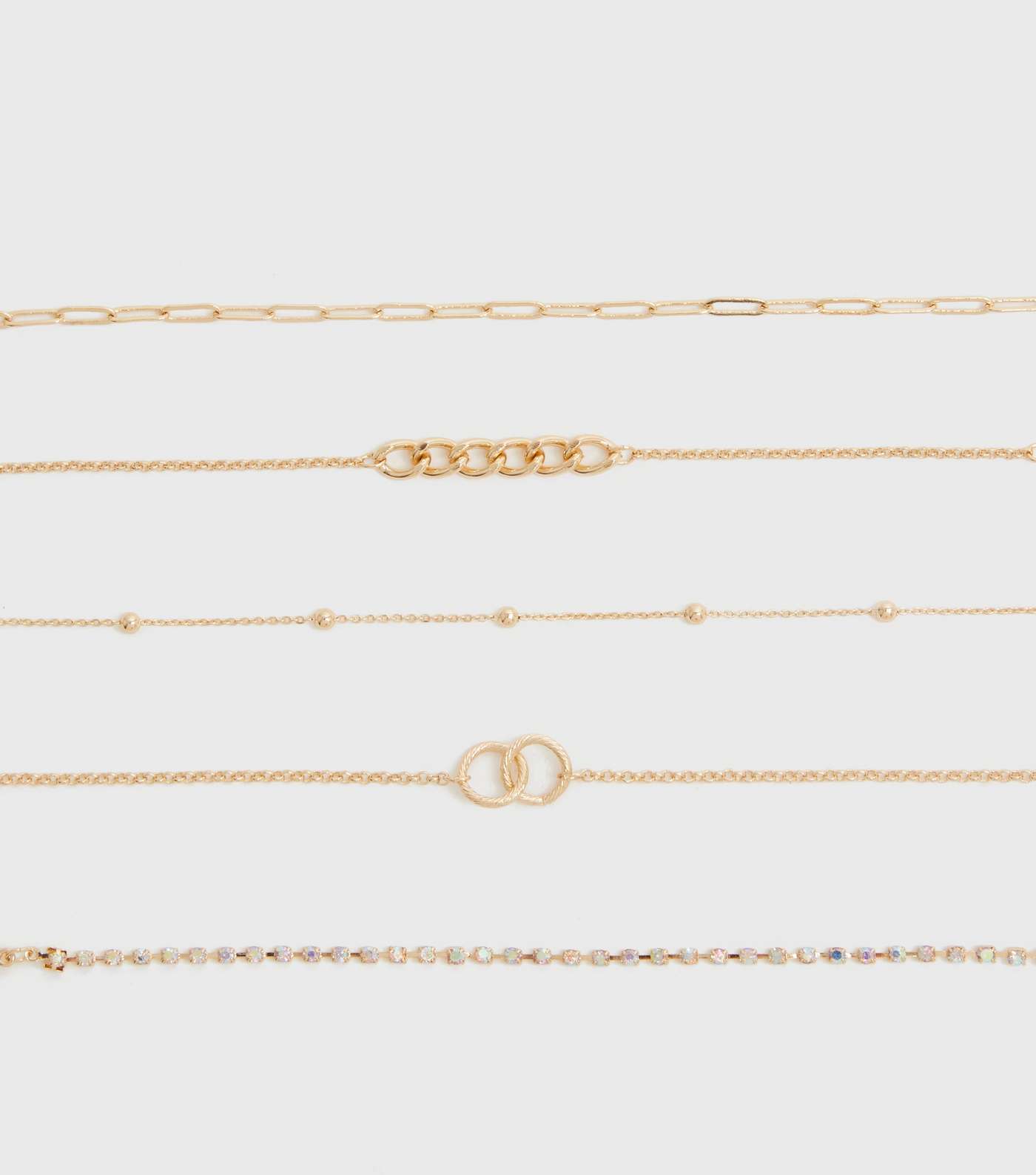 5 Pack Gold Bobble Chain Bracelets