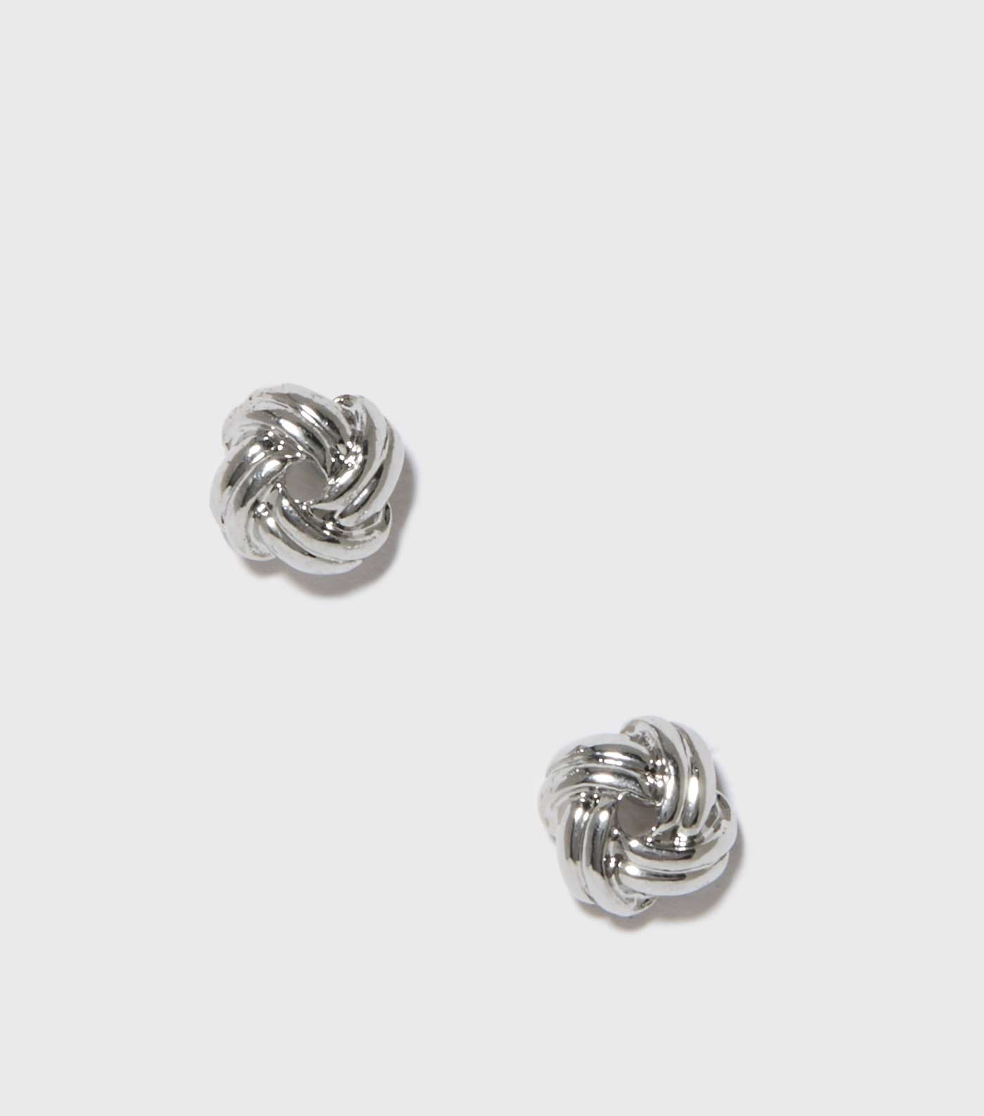 Silver Mini Knot Stud Earrings Image 2