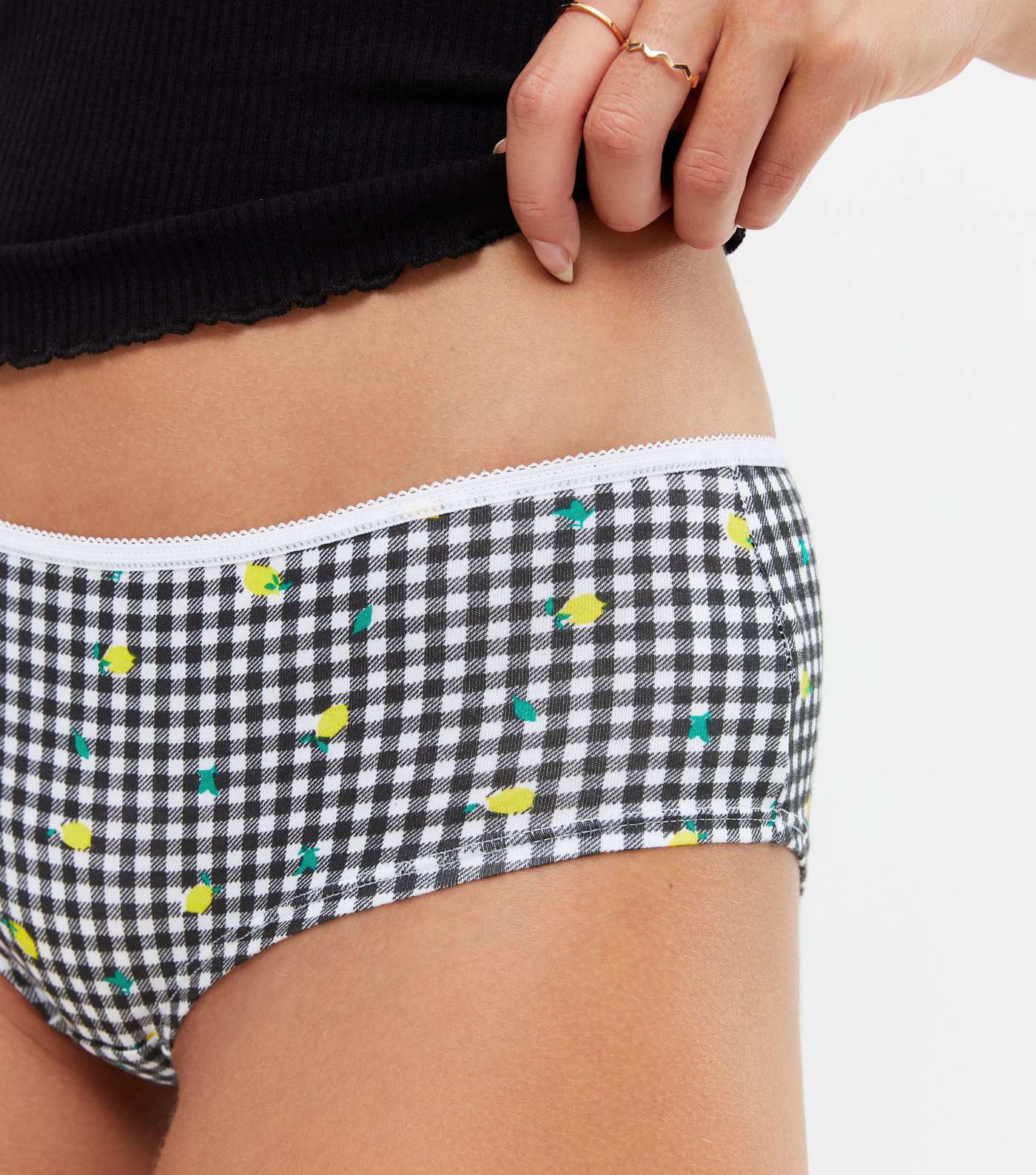 5 Pack Yellow Grey and Black Gingham Briefs Image 3