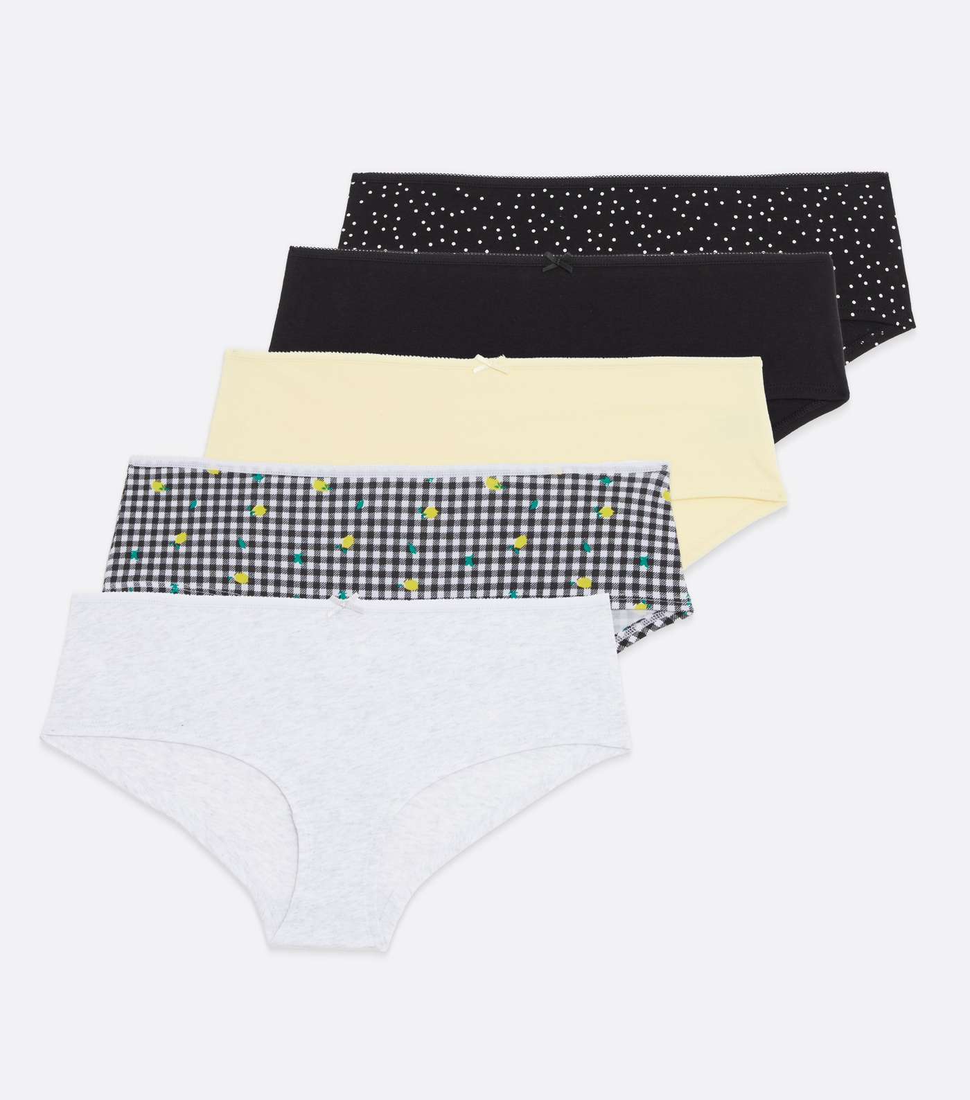 5 Pack Yellow Grey and Black Gingham Briefs Image 5