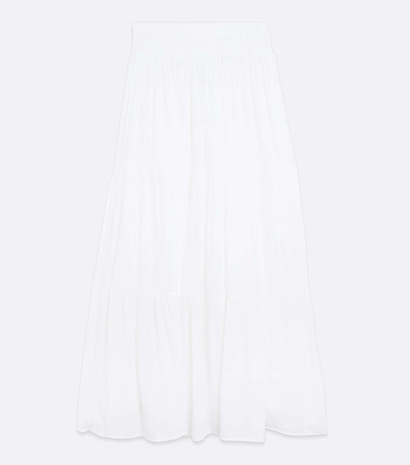 Blue Vanilla White Shirred Waist Tiered Maxi Skirt Image 5