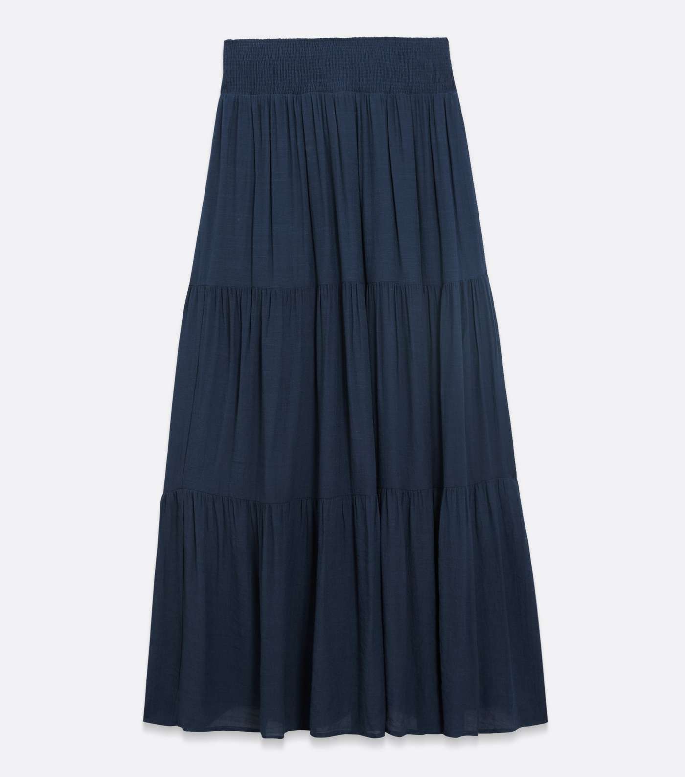 Blue Vanilla Navy Shirred Waist Tiered Maxi Skirt Image 5