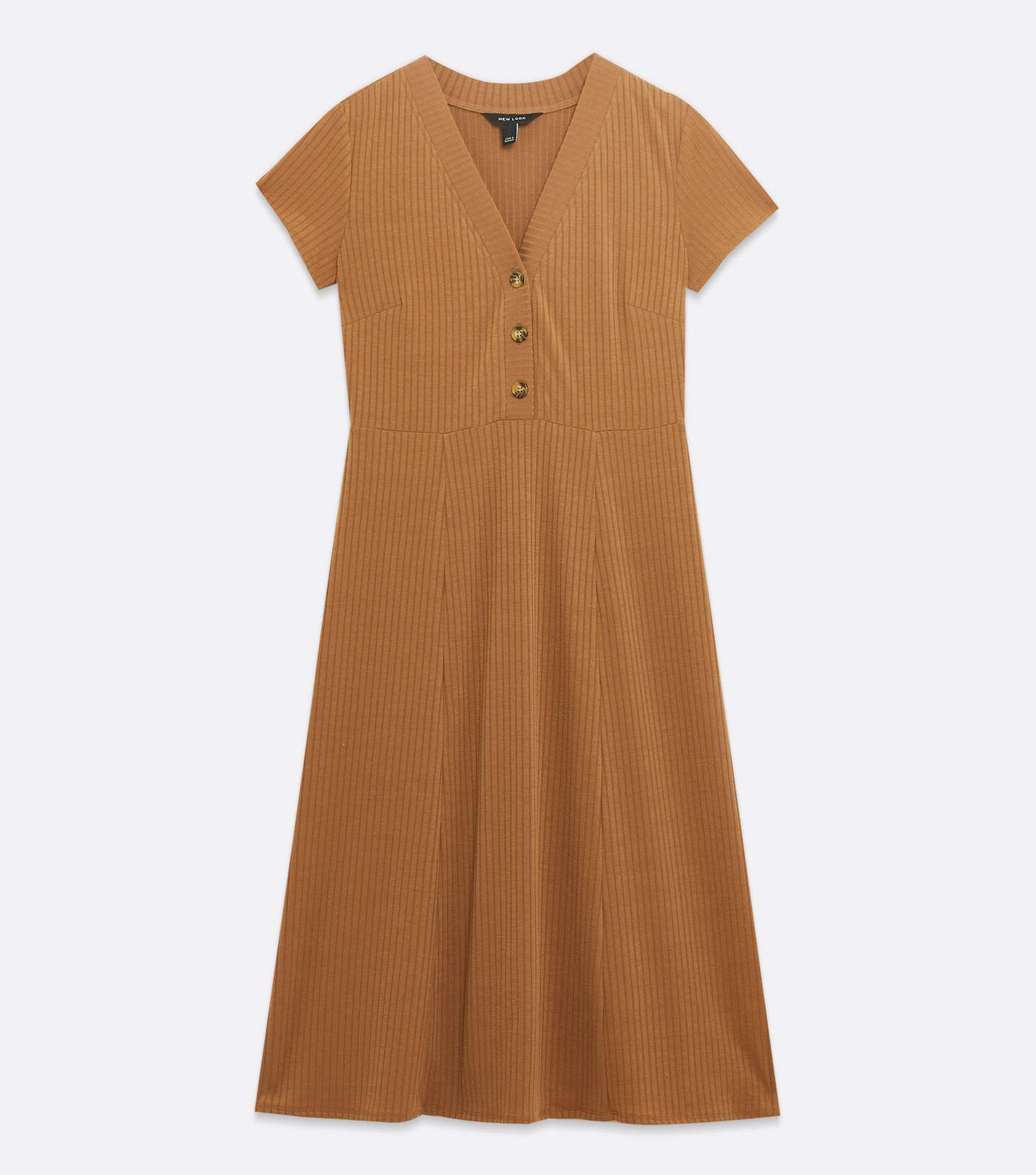 Camel Ribbed Jersey Button Midi Dress  Image 5