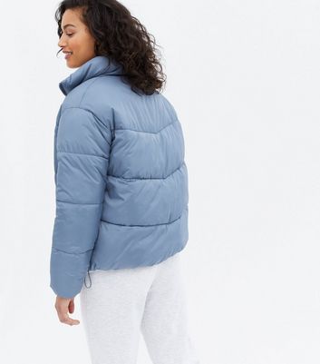 Blue Boxy Puffer Jacket New Look