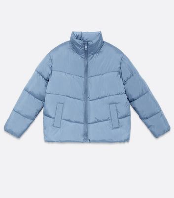 blue long puffer coat