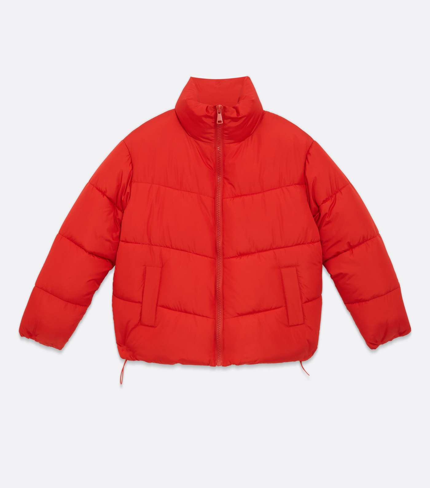 Red Boxy Puffer Jacket Image 5