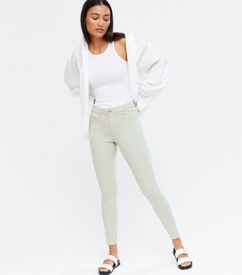 ONLY Light Green Mid Rise Skinny Jeans 