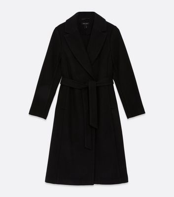 long belted black coat