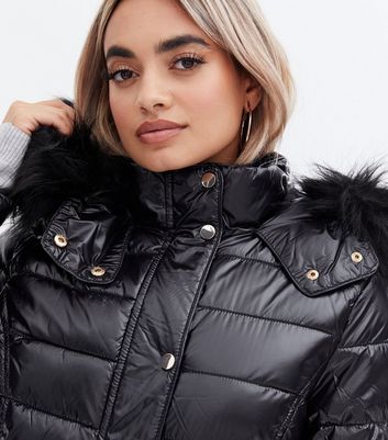 new look petite puffer jacket in black