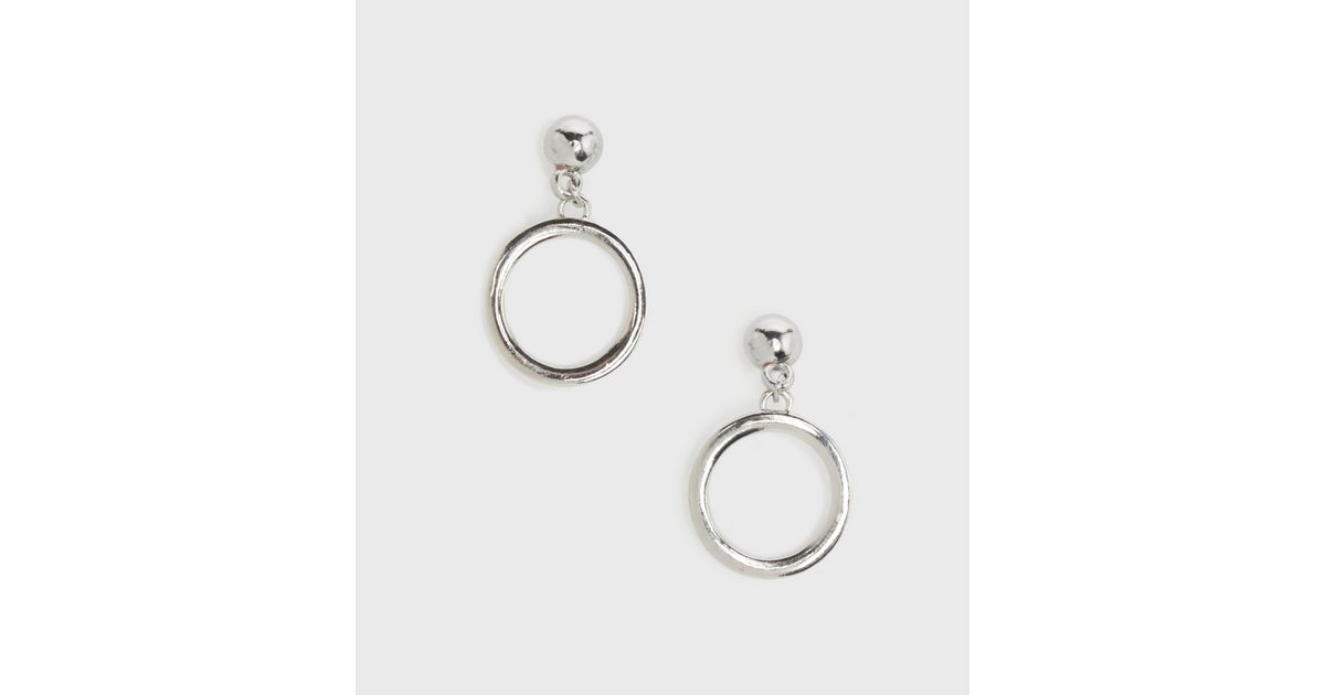 Silver Drop Stud Earrings New Look