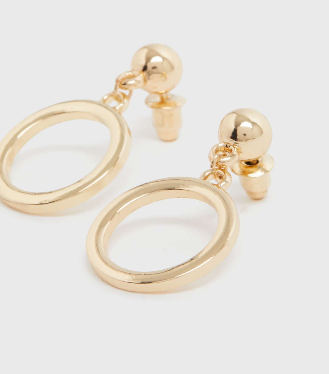 Gold Drop Stud Earrings Image 2