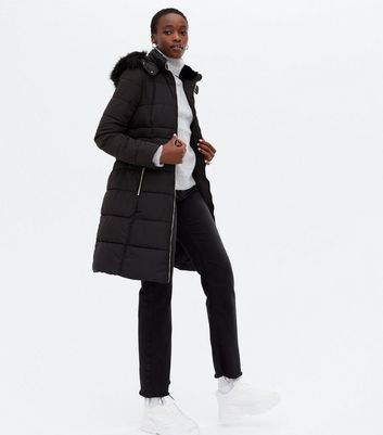 belted black puffer coat