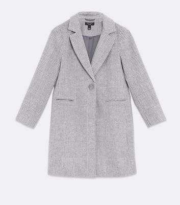 Petite Light Grey Check Revere Collar 