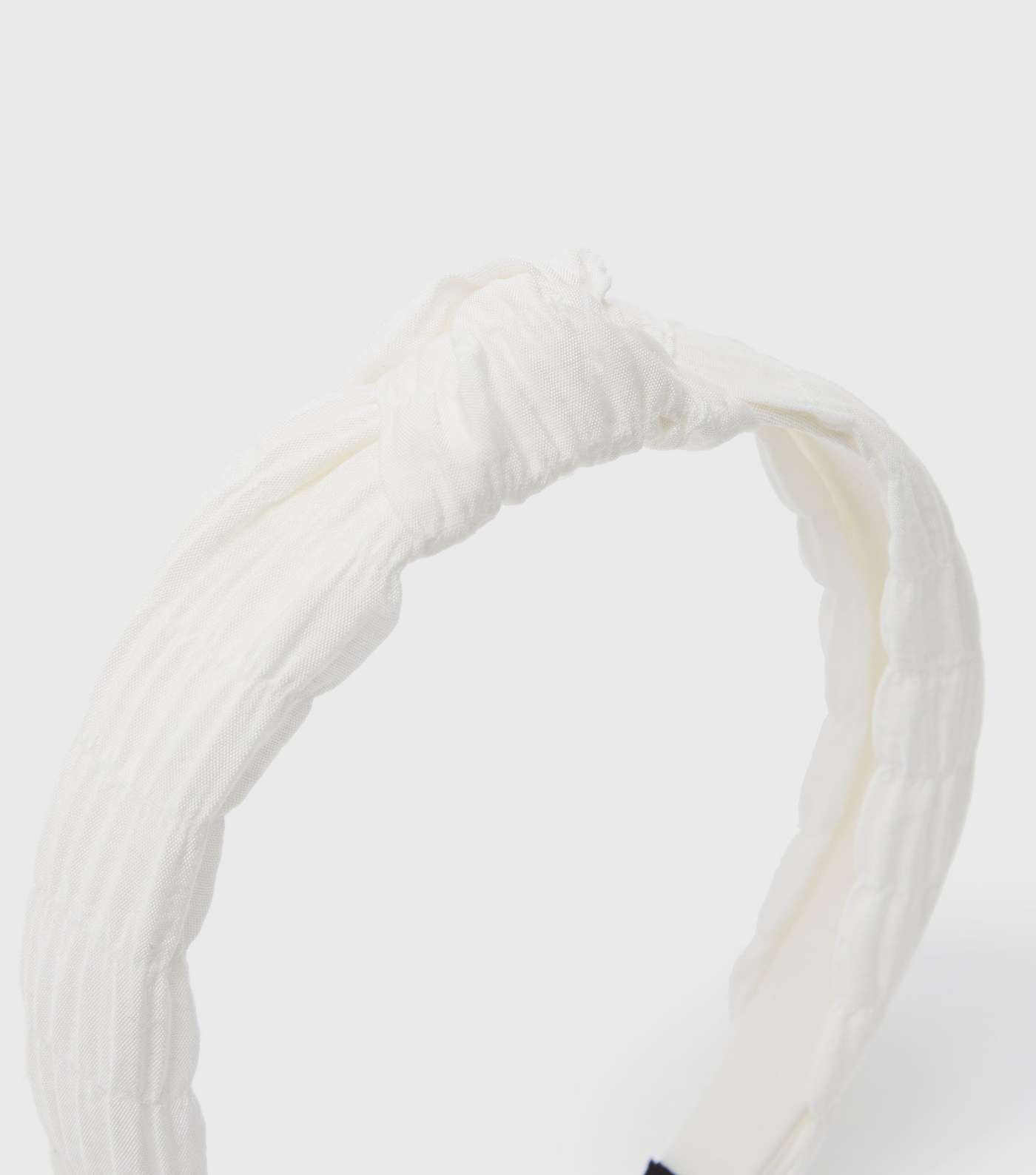 Off White Shirred Knot Headband Image 2