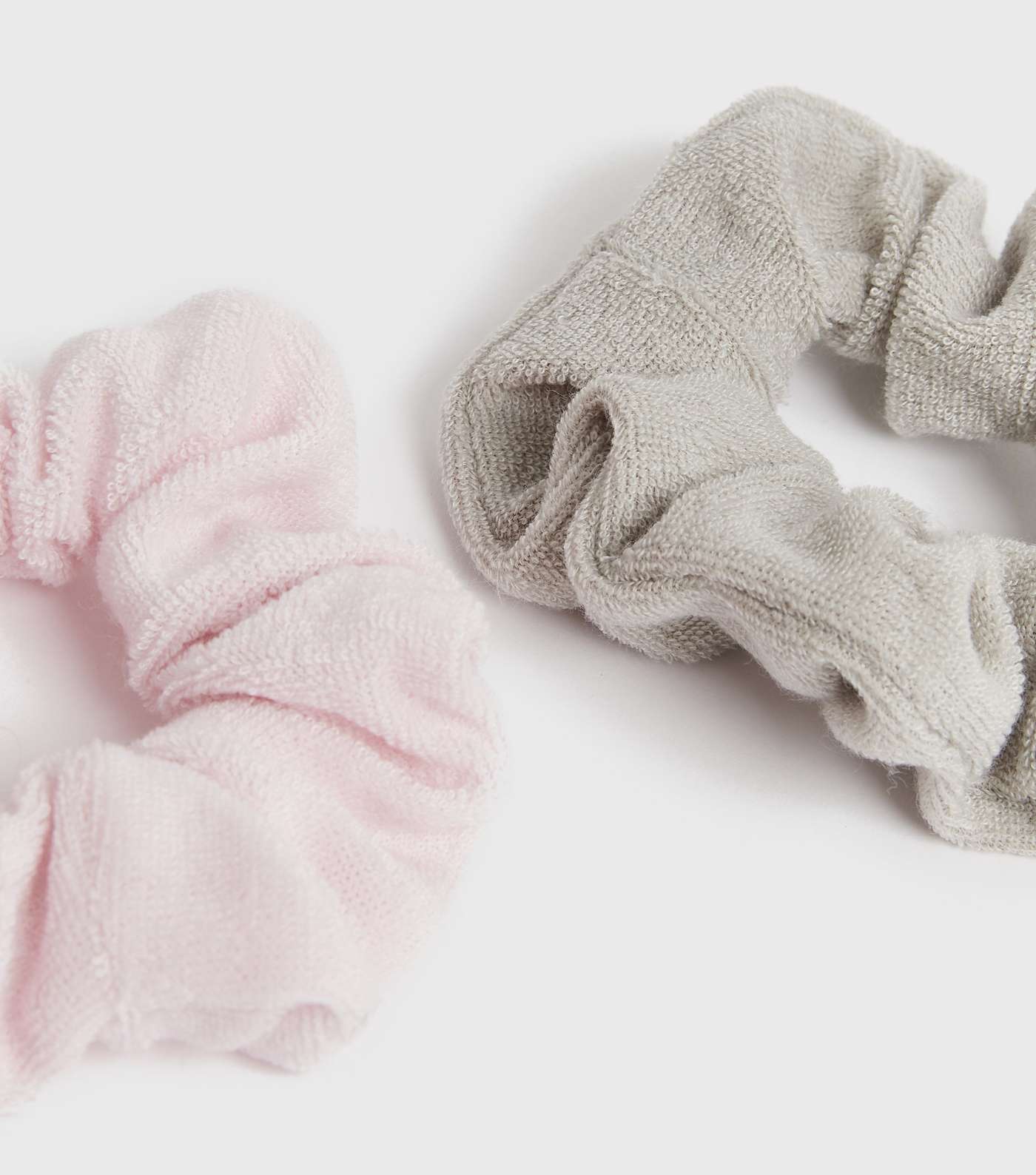 2 Pack Pink and Grey Towelling Scrunchies Image 2