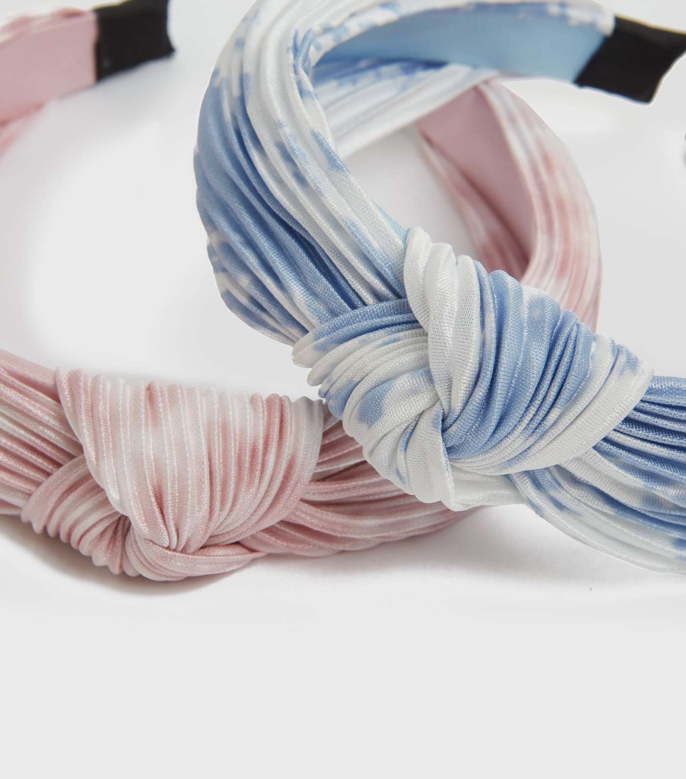 2 Pack Multicoloured Tie Dye Plissé Knot Headbands Image 2