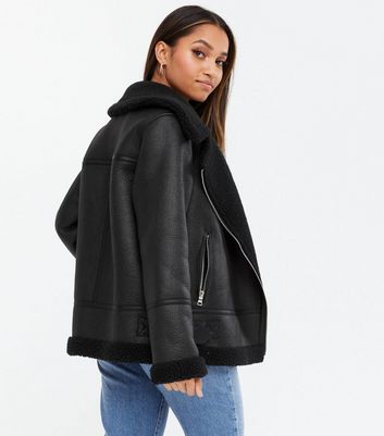 black petite aviator jacket