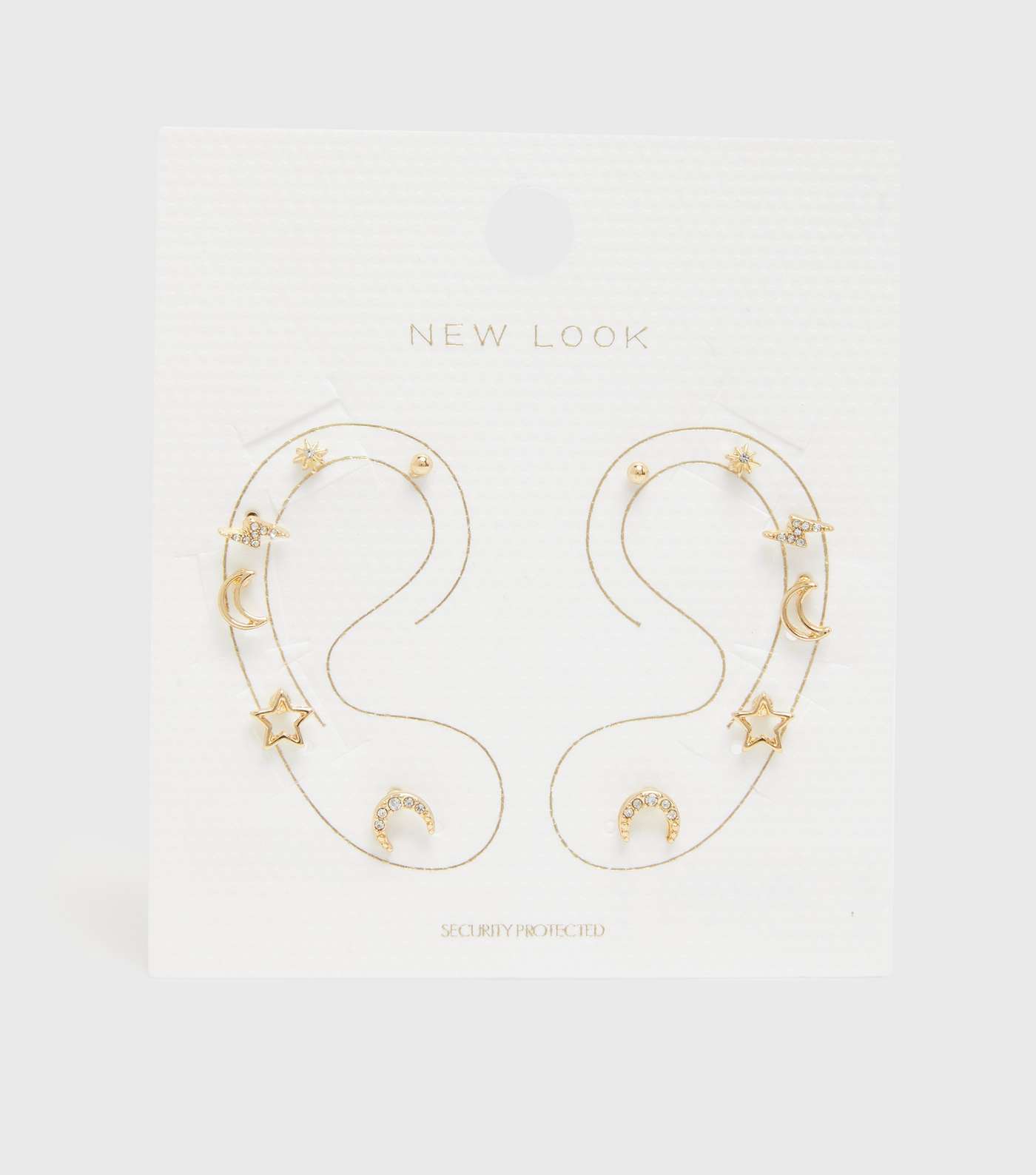 6 Pack Gold Celestial Diamanté Stud Earrings 