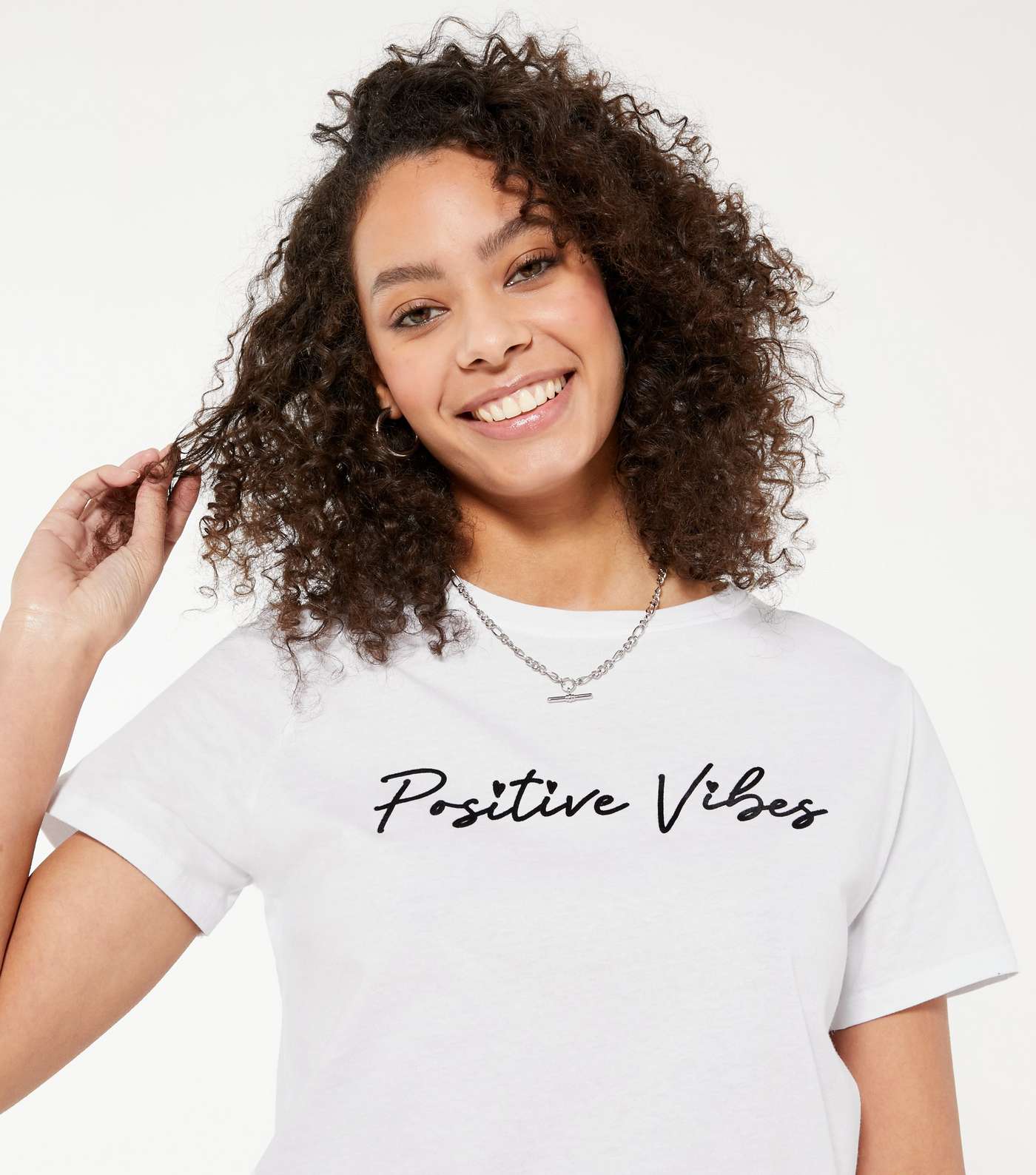 White Positive Vibes Logo T-Shirt  Image 4