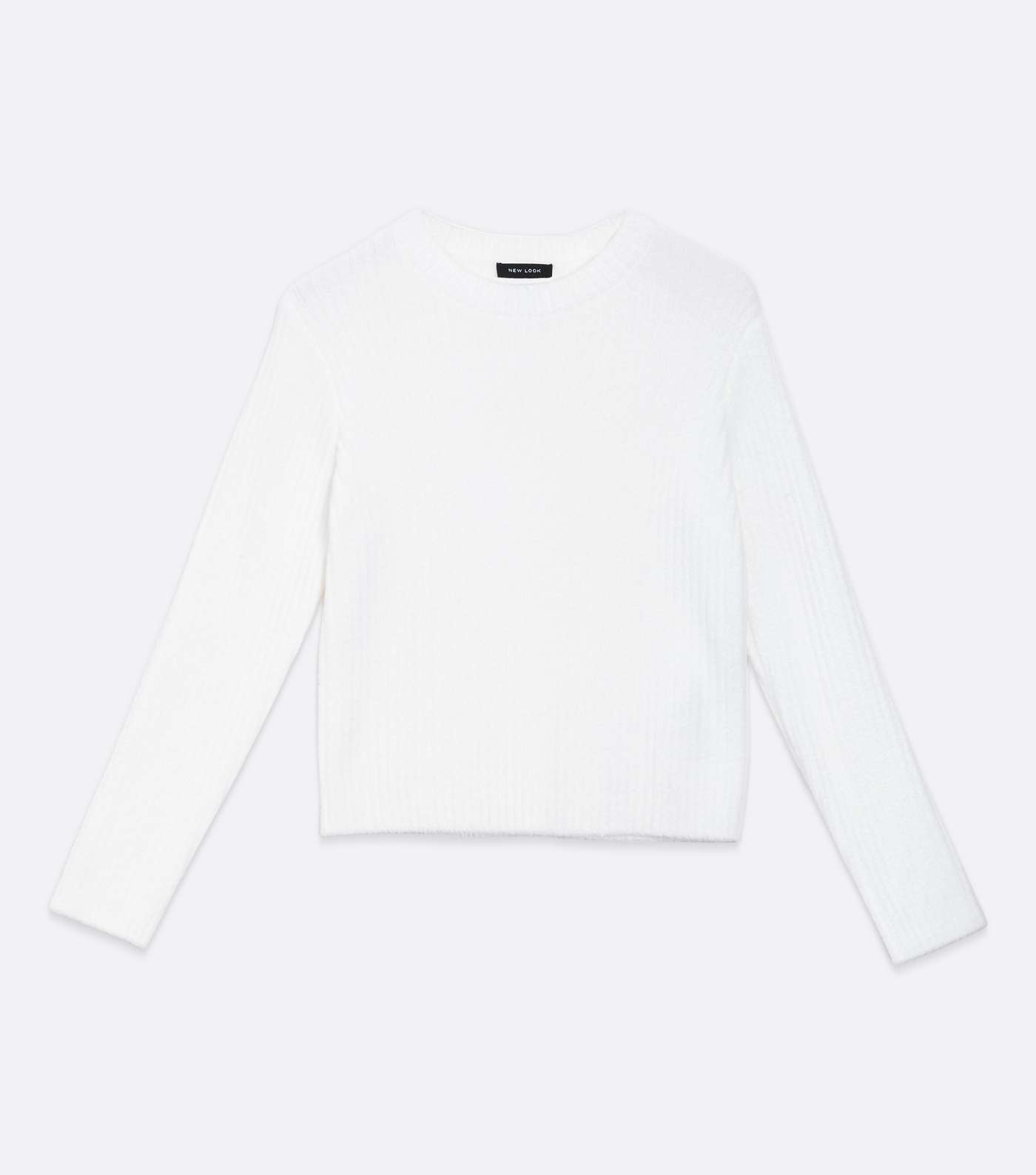 Off White Ribbed Fluffy Knit Jumper Image 5