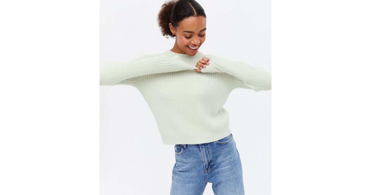 Light Green Fluffy Knit Jumper New Look