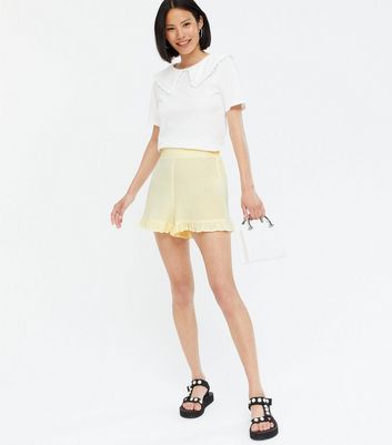 Yellow Gingham High Waist Frill Shorts 