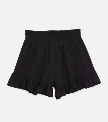 Damen Bekleidung Black Chiffon Spot Frill High Waist Shorts