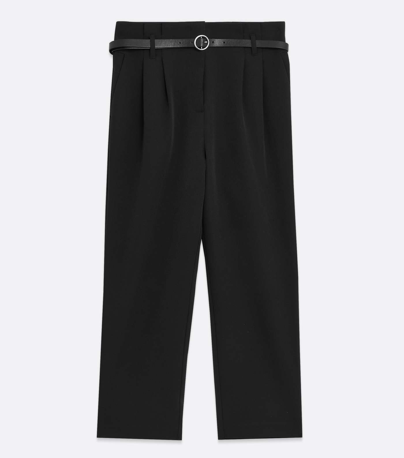 Petite Black Belted Trousers Image 5