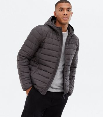 Dark Grey Hooded Puffer Jacket | New Look