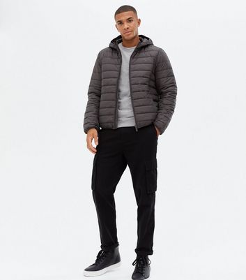 Dark Grey Hooded Puffer Jacket | New Look