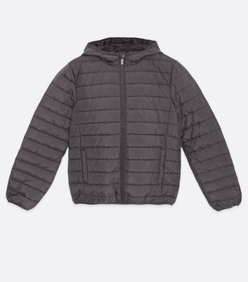 black jacket with grey hood