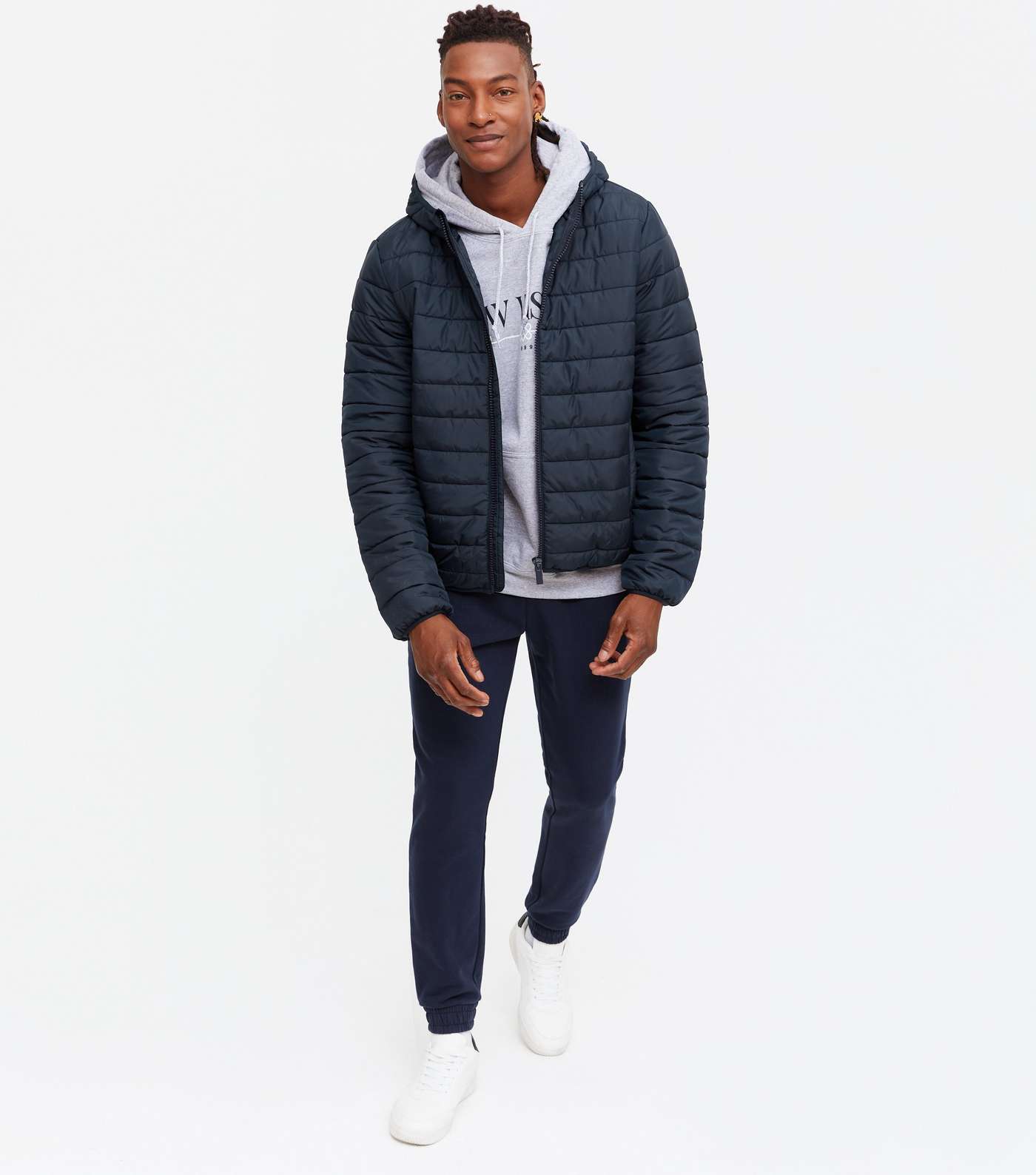 Navy Hooded Puffer Jacket Image 2