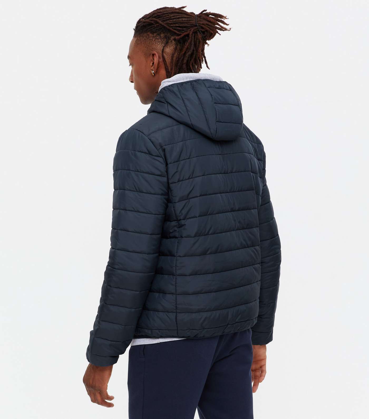 Navy Hooded Puffer Jacket Image 4