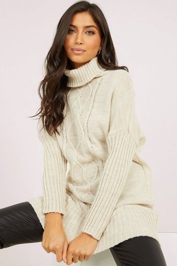 stone cable knit jumper