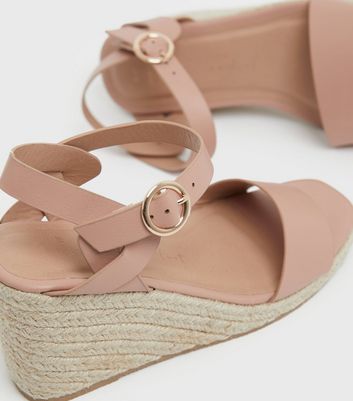 Wide Fit Pink Twist Espadrille Wedge 