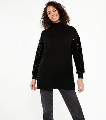 Black jumper 2024 with sequin sleeves