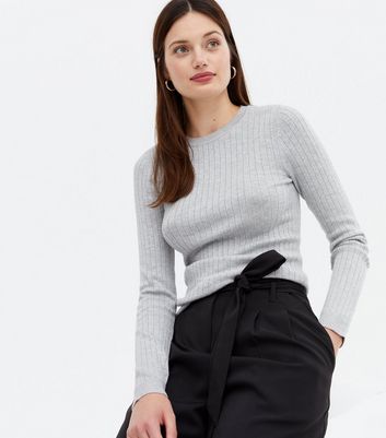 Click to view product details and reviews for Pale Grey Ribbed Crew Neck Top New Look.