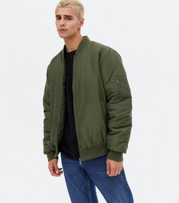 Khaki Padded Bomber Jacket New Look