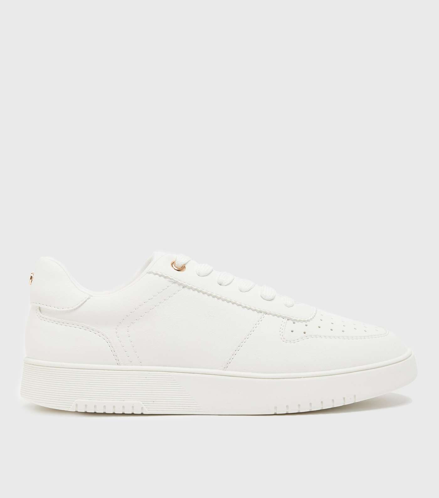 White Leather-Look Tennis Trainers
