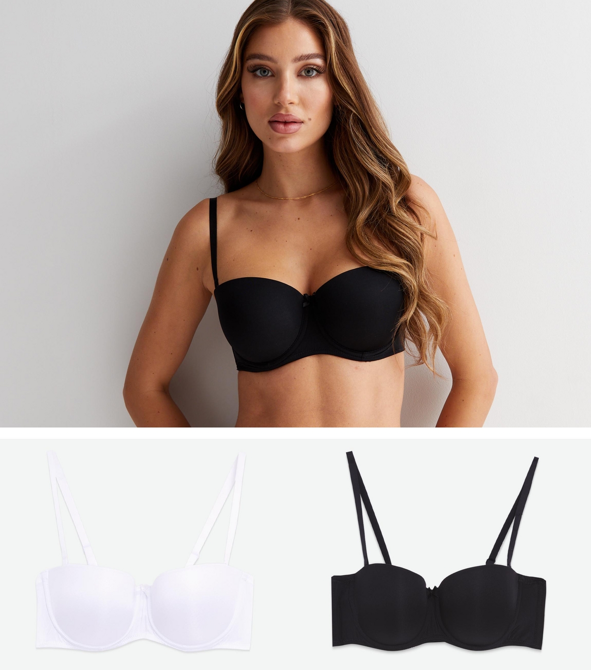 Women's 2 Pack Black and White Strapless Bras New Look