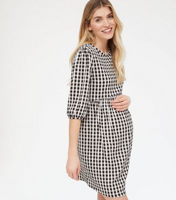 black and white check dress new look