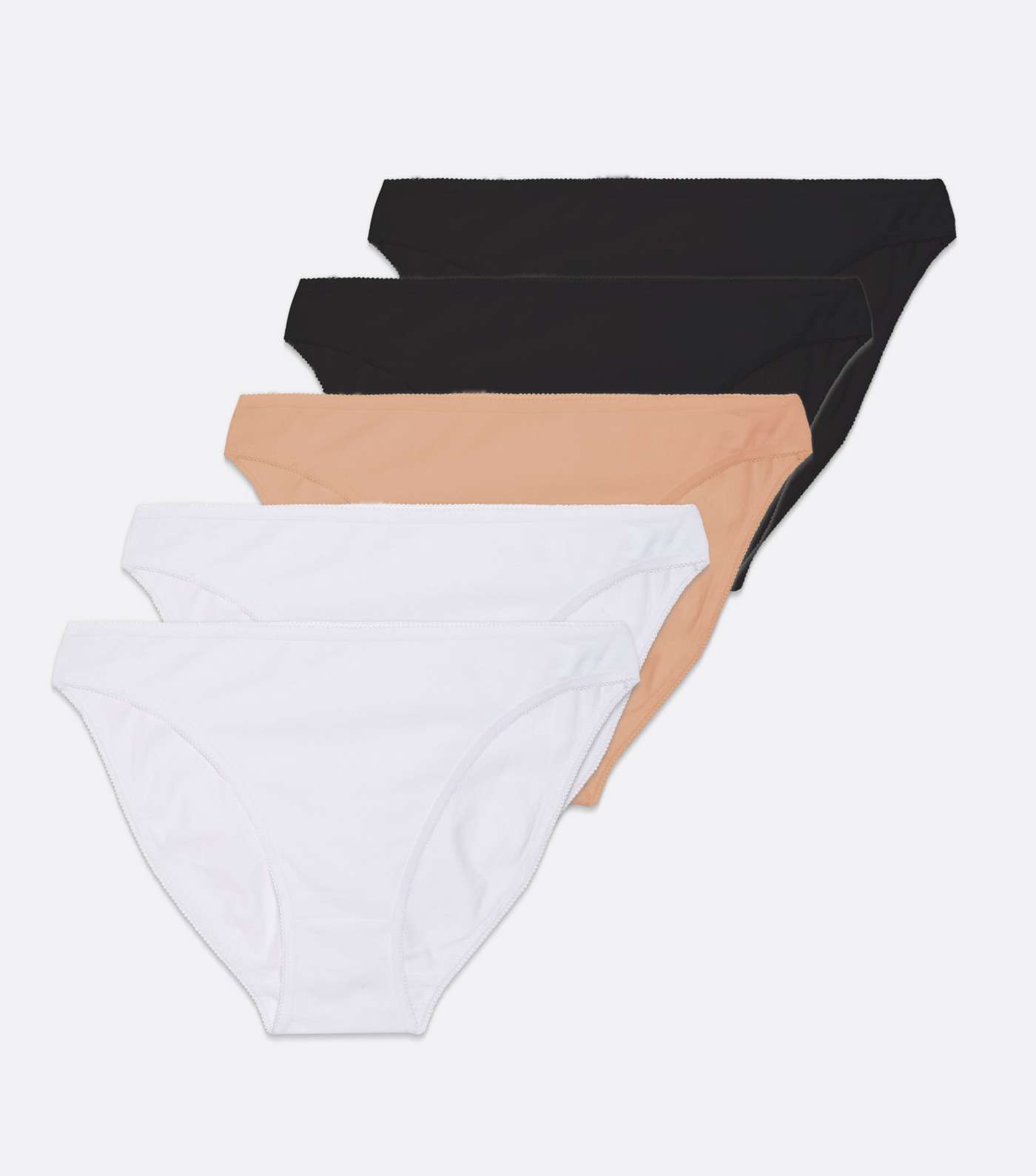 5 Pack White Tan and Black High Leg Briefs Image 5