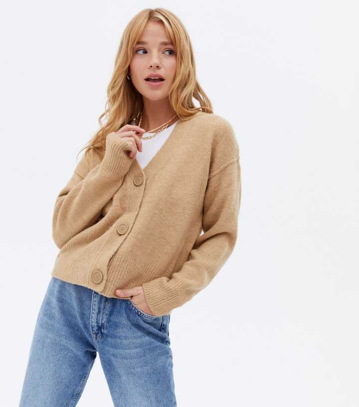Camel Exposed Seam Cardigan
