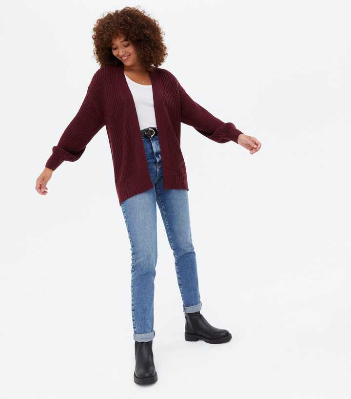 outfits with burgundy cardigan