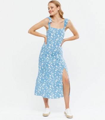 Blue floral clearance slip dress