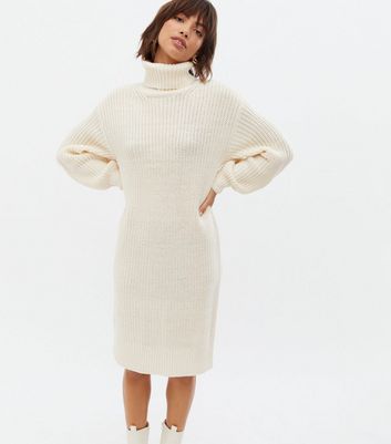 Off White Roll Neck Jumper Dress New Look