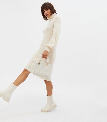 Click to view product details and reviews for Off White Roll Neck Jumper Dress New Look.