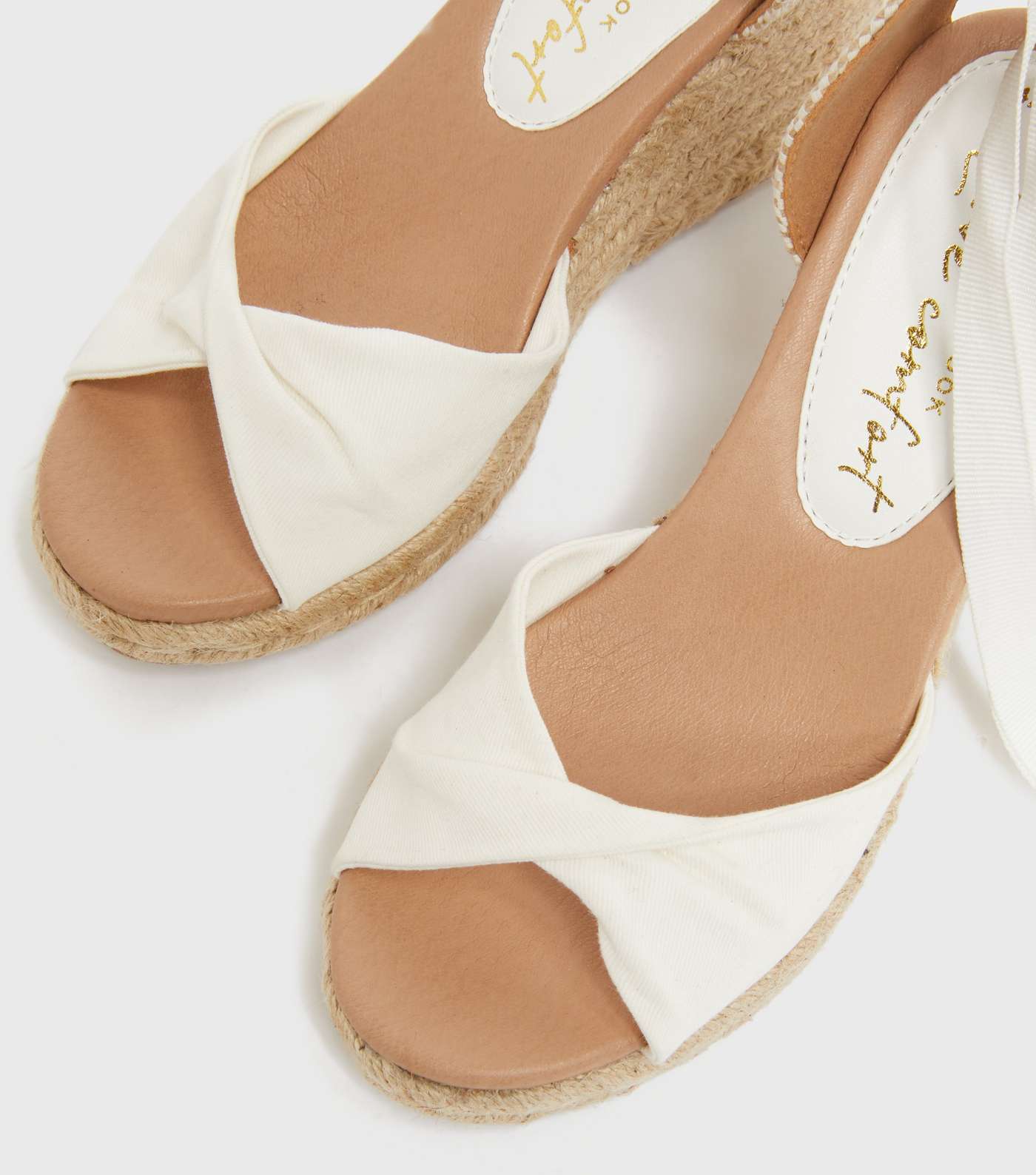 White Woven Ankle Tie Espadrille Wedges Image 4